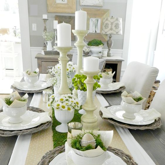 jemné barvy a přírodní materiály využité pro prostírání