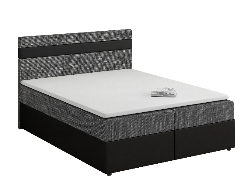 Kontinentálna posteľ 140x200 cm Mimosa (melíorvaná sivá + čierna) (s roštom a matracom)
