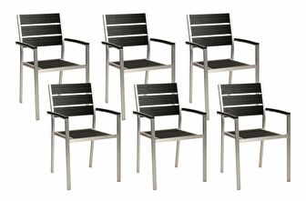 Set 6 ks záhradných stoličiek Valero (čierna) 