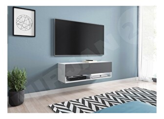 TV skrinka Aldesia -100 (biela + sivý lesk) (bez osvetlenia)