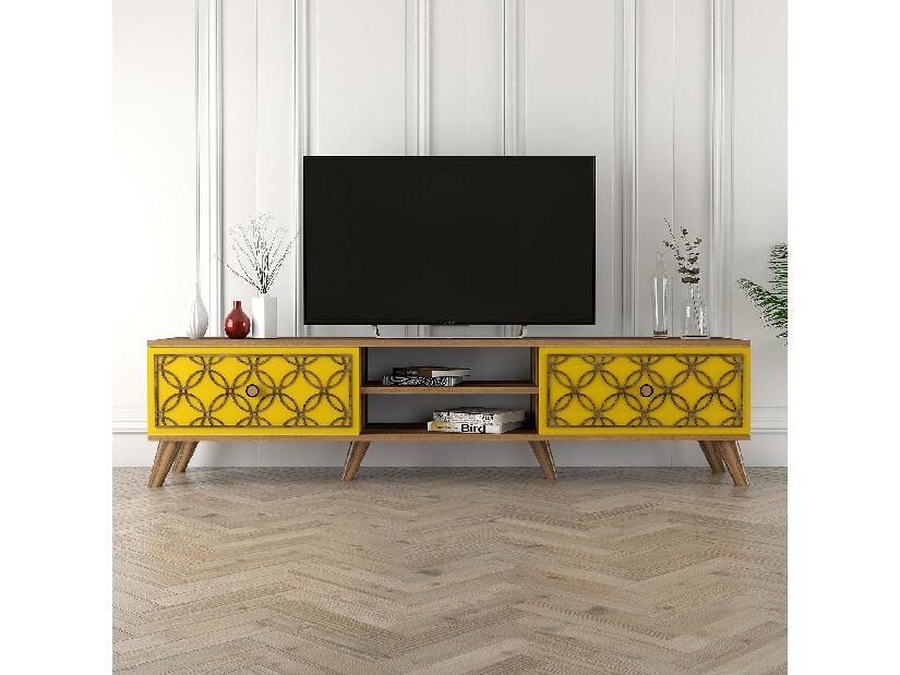 TV stolík/skrinka Classy (orech + žltá)