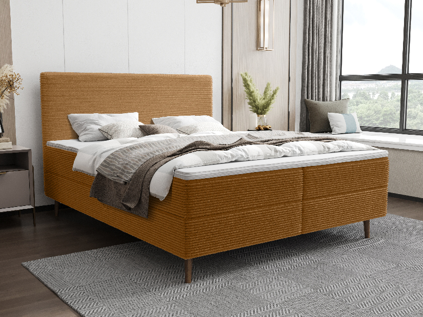 Manželská posteľ 160 cm Napoli Comfort (karamelová) (s roštom, s úl. priestorom)