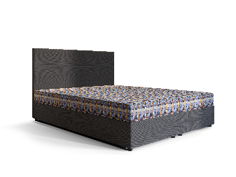 Manželská posteľ  Boxspring 140 cm Skonto (tmavosivá + vzor pletený) (s matracom a úložným priestorom)