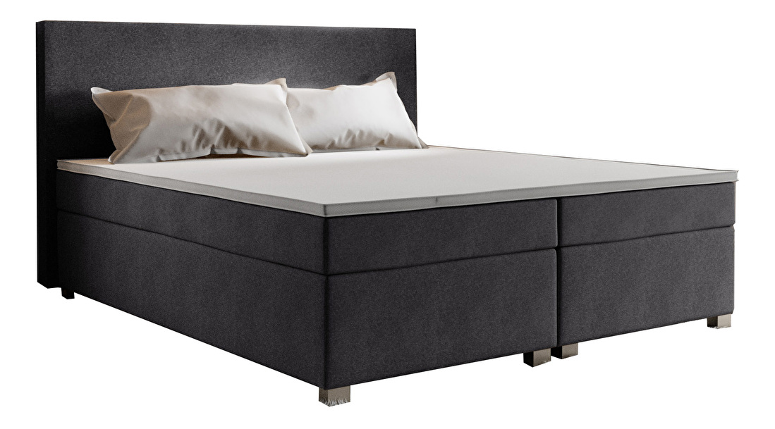 Manželská posteľ Boxspring 180 cm Simon Comfort (tmavosivá) (s matracom, bez úložného priestoru)