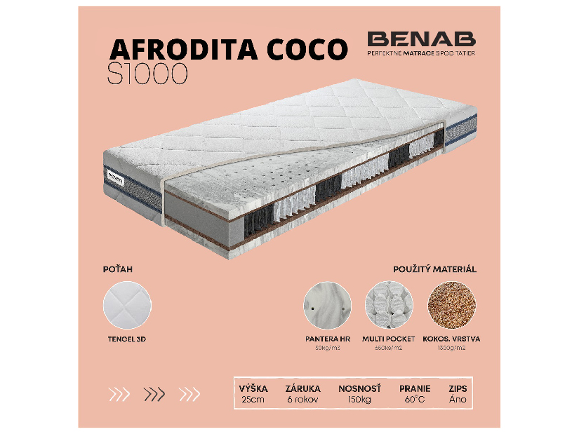 Taštičkový matrac Benab Afrodita Coco S1000 220x140 cm (T4/T5)