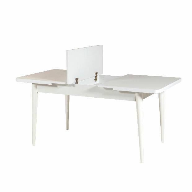 Rozkladací jedálenský stôl s 2 stoličkami a lavicou Vlasta (biela + svetlohnedá)