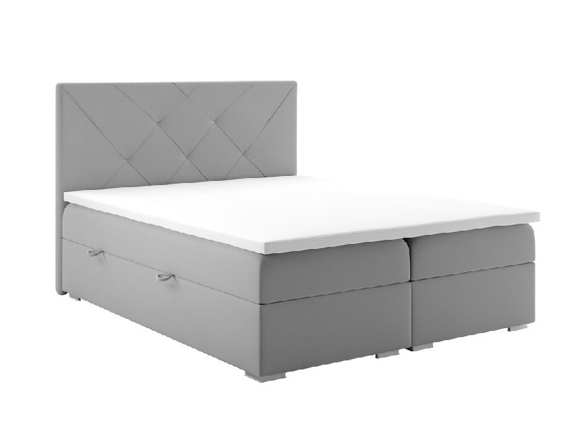 Kontinentálna posteľ 140 cm Darro (sivá) (s úložným priestorom)