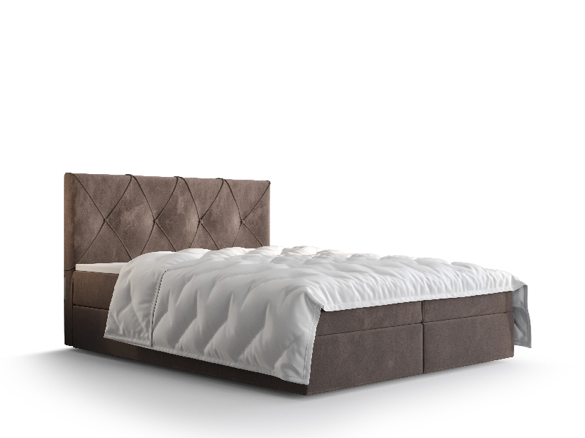Manželská posteľ Boxspring 180 cm Athena Comfort (hnedá) (s matracom a úložným priestorom)