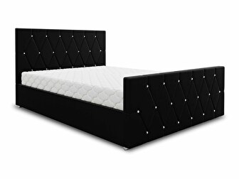Manželská posteľ 160 cm Illa (čierna) (s roštom a úložným priestorom)