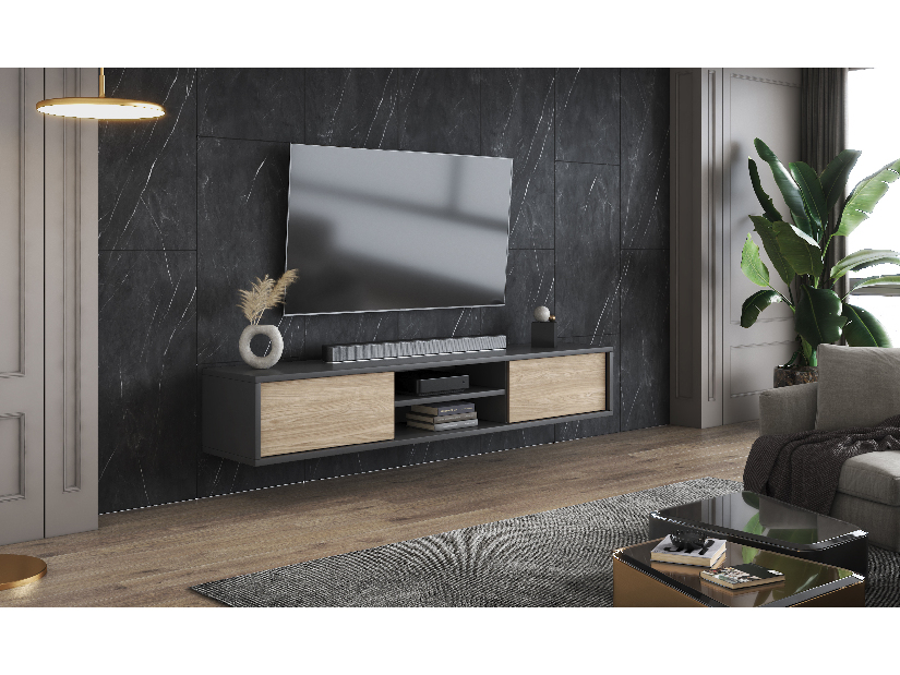 TV stolík Fiora 40 (antracit + dub olejovaný)