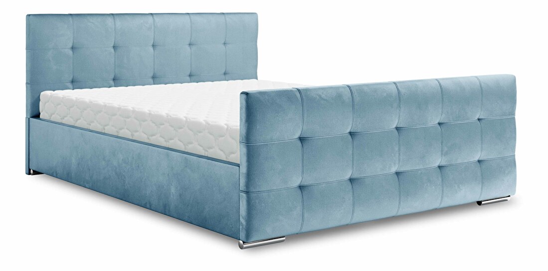 Manželská posteľ 180 cm Billie (modrá) (s roštom a úložným priestorom)