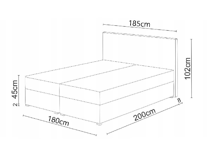 Kontinentálna posteľ 180x200 cm Waller (sivá) (s roštom a matracom)