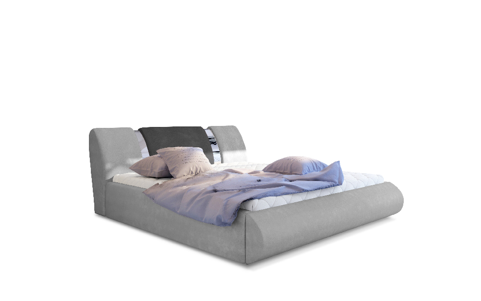 Manželská posteľ 140 cm Fabio (svetlosivá + tmavosivá) (s roštom a úl. priestorom)
