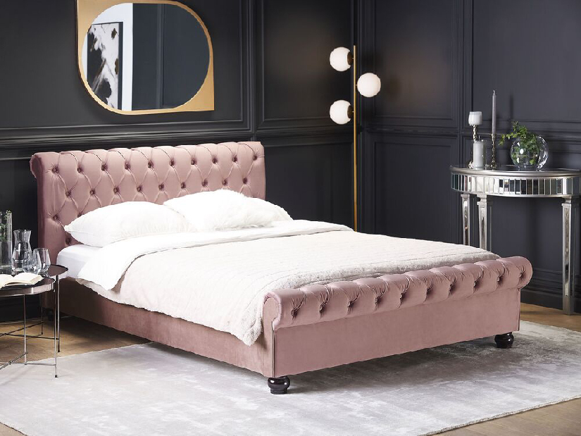 Manželská vodná posteľ 160 cm Alexandrine (ružová) (s roštom a matracom)