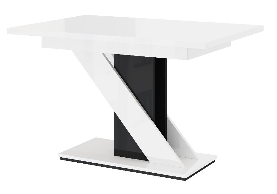 Jedálenský stôl Mevenis (lesk biely + lesk čierny) (pre 4 až 6 osôb)