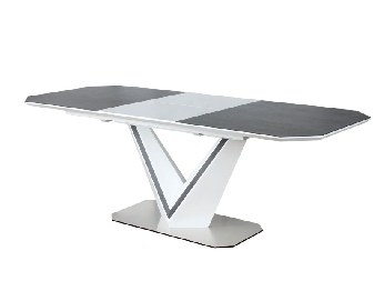 Rozkladací jedálenský stôl 160-220 cm Vergie (sivá + biela) (pre 8 a viac osôb)