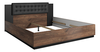 Manželská posteľ 160 cm Signat Typ 31 (čierna + dub flagstaff + medená nitka)