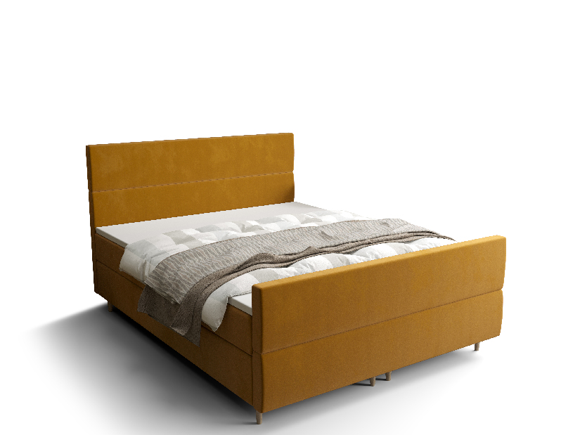 Manželská posteľ Boxspring 140 cm Flu Plus Comfort (zlatá) (s matracom a úložným priestorom)