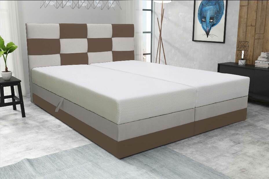 Manželská posteľ 180 cm Marion (tmavosivá + svetlosivá) (s roštom a matracom)