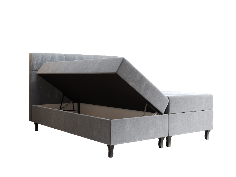 Manželská posteľ Boxspring 140 cm Lumba Comfort (sivomodrá) (s matracom a úložným priestorom)