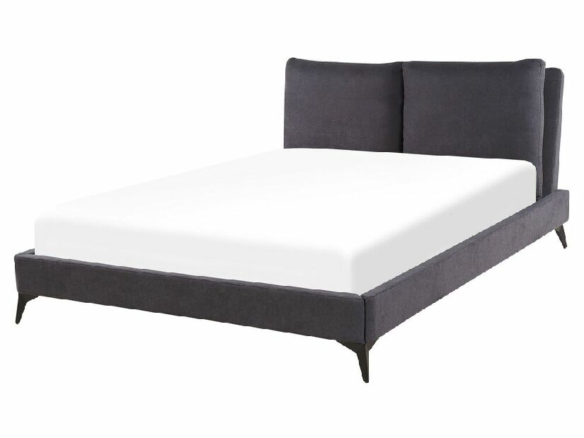 Manželská posteľ 160 cm MELIA (polyester) (tmavosivá) (s roštom)