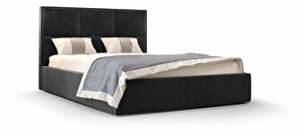 Manželská posteľ 140 cm Elna (čierna) (s roštom a úložným priestorom)