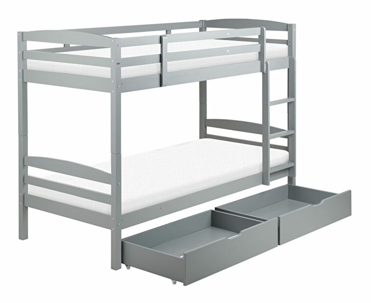 Poschodová posteľ 90 cm Reggeton (sivá) (s roštom a úložným priestorom)