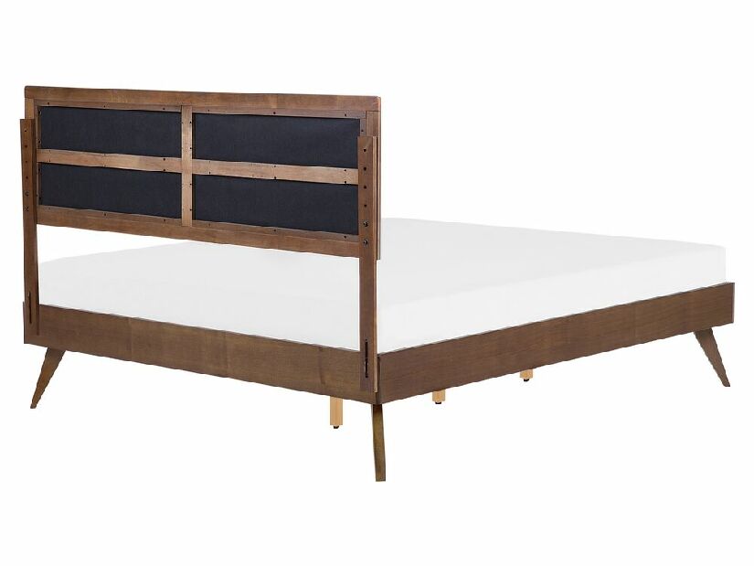 Manželská posteľ 160 cm POSE (s roštom) (tmavé drevo)