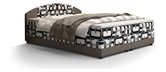 Manželská posteľ  Boxspring 180 cm Orlando (vzor + svetlohnedá) (s matracom a úložným priestorom)