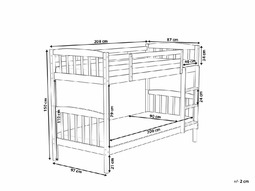 Poschodová posteľ 90 cm Alf (svetlé drevo) (s roštom a úložným priestorom)