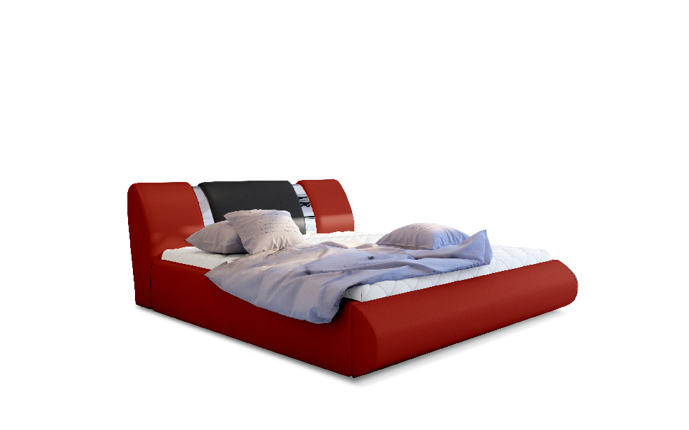 Manželská posteľ 160 cm Fabio (červená + čierna) (s roštom a úl. priestorom)