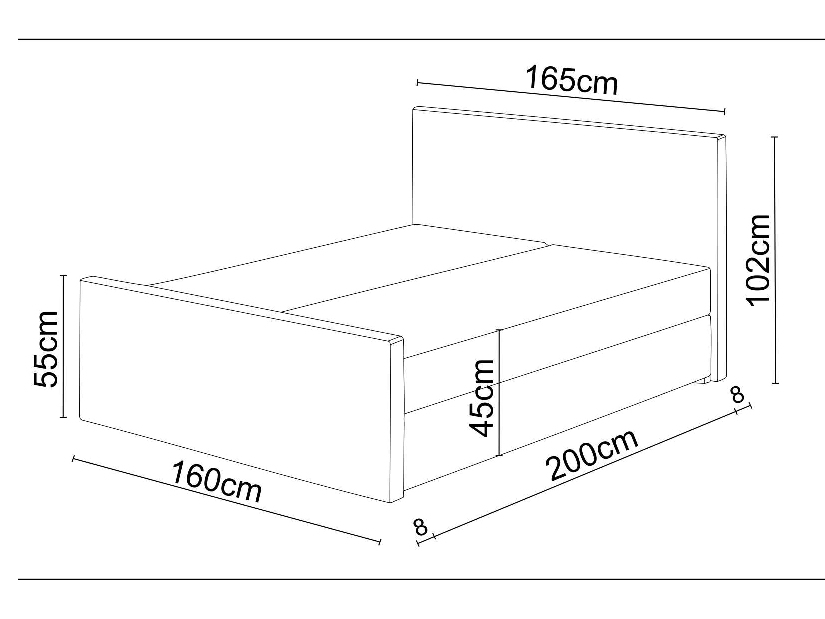 Manželská posteľ Boxspring 200 cm Milagros Comfort 4 (čierna) (s matracom a úložným priestorom)