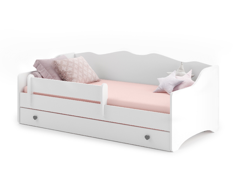 Detská posteľ 160x80 cm Ester I (s roštom a matracom) (biela + sivá)
