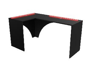 Rohový LED PC stolík Uhlominn (čierna)