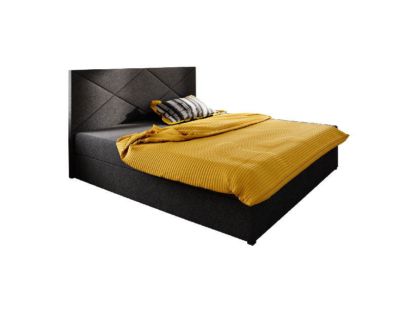 Manželská posteľ Boxspring 140 cm Fade 4 (čierna) (s matracom a úložným priestorom)
