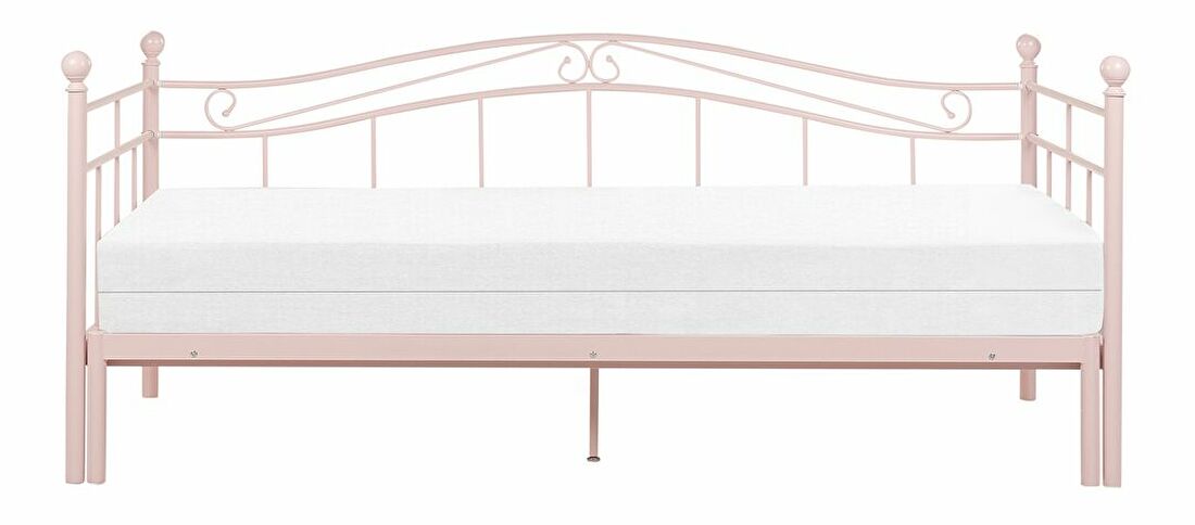 Jednolôžková posteľ 200 x 90 cm Toki (ružová) (s roštom)