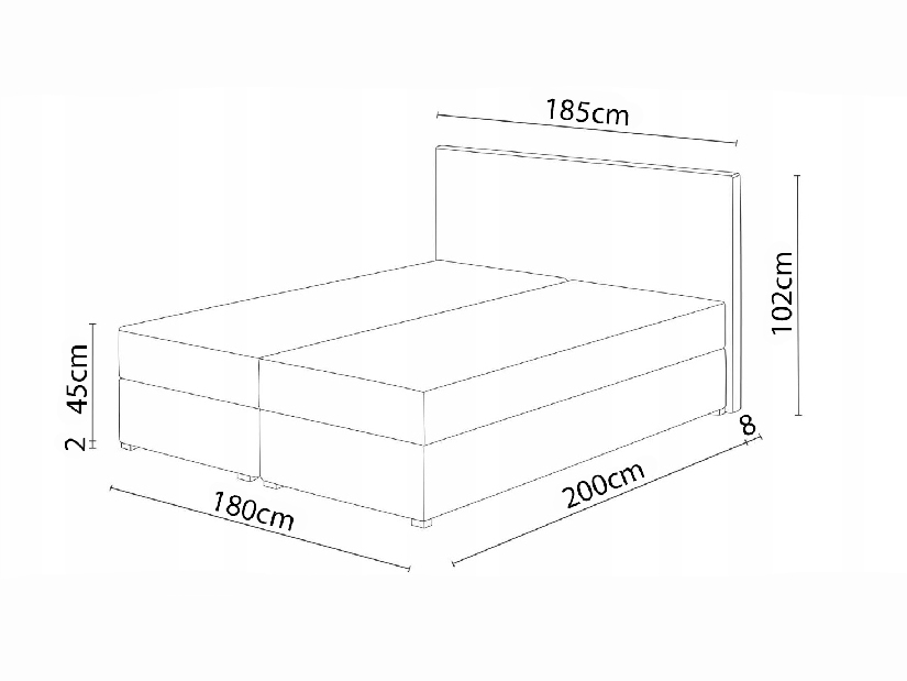 Kontinentálna posteľ 180x200 cm Mimosa (melírovaná čierna + biela) (s roštom a matracom)