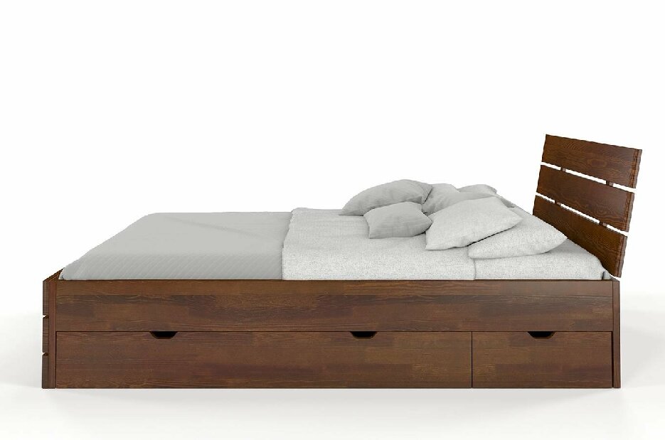 Manželská posteľ 160 cm Naturlig Lorenskog High Drawers (borovica)