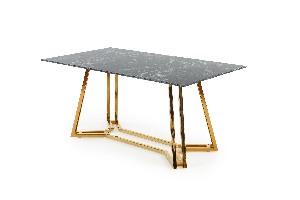 Jedálenský stôl Kamoni (čierny mramor + zlatá) (pre 6 osôb)