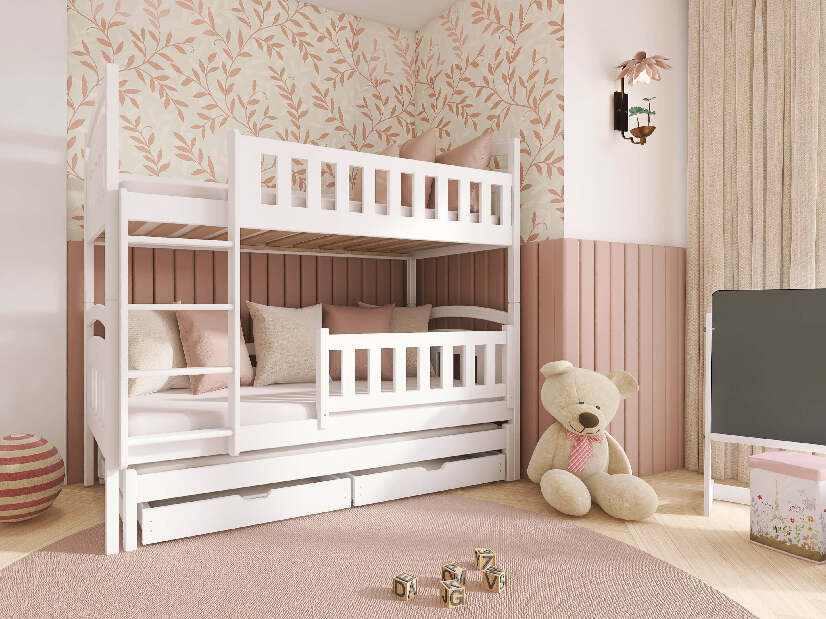 Detská posteľ 80 x 180 cm BLAIR (s roštom a úl. priestorom) (biela)