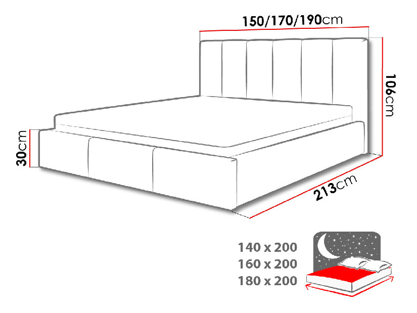 Čalúnená posteľ Mirjan Tess (140x200) (Inari 96)