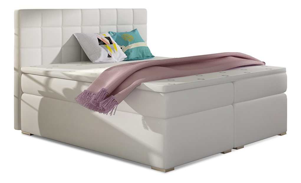 Kontinentálna posteľ 160 cm Abbie (biela) (s matracmi)