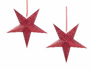Set 2 ks závesných hviezd 45 cm Monti (červená trblietavá)