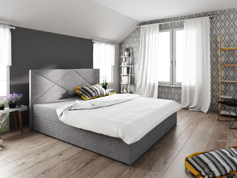 Manželská posteľ Boxspring 160 cm Fade 4 (sivá) (s matracom a úložným priestorom)