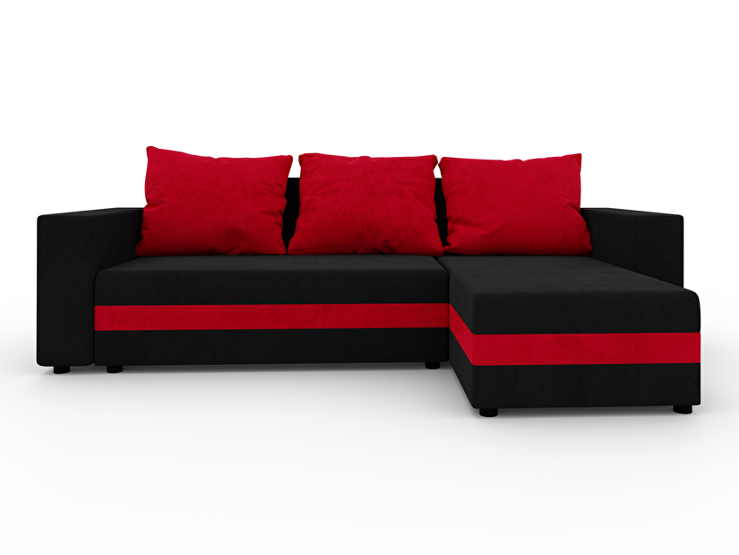 Rohová sedačka Simpney (čierna + červená) (P)