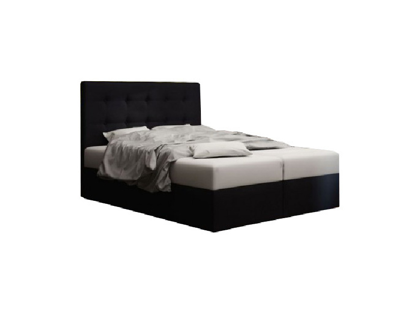 Manželská posteľ Boxspring 140 cm Duel 1 (čierna) (s matracom a úložným priestorom)