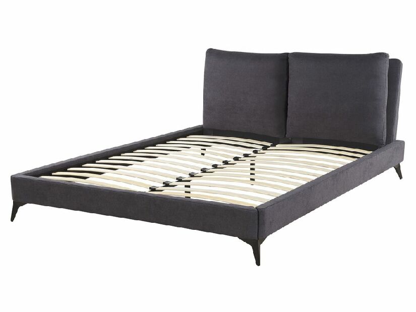 Manželská posteľ 160 cm MELIA (polyester) (tmavosivá) (s roštom)