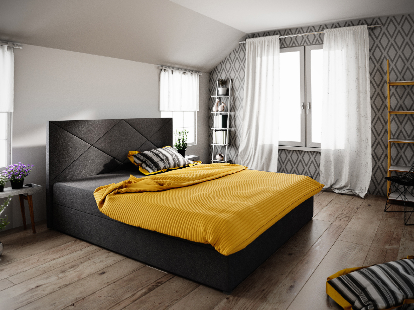 Manželská posteľ Boxspring 160 cm Fade 4 (čierna) (s matracom a úložným priestorom)