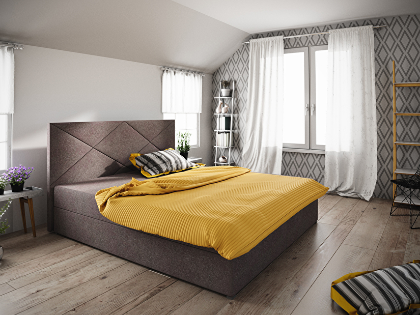Manželská posteľ Boxspring 160 cm Fade 4 (tmavohnedá) (s matracom a úložným priestorom)