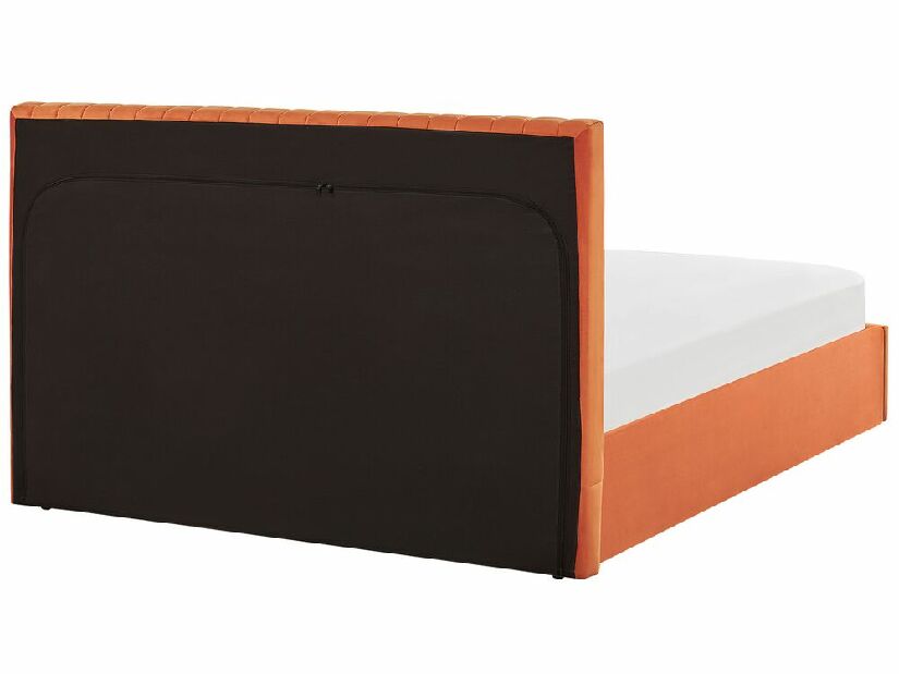 Manželská posteľ 140 cm Vakarine (oranžová) (s roštom a úložným priestorom)